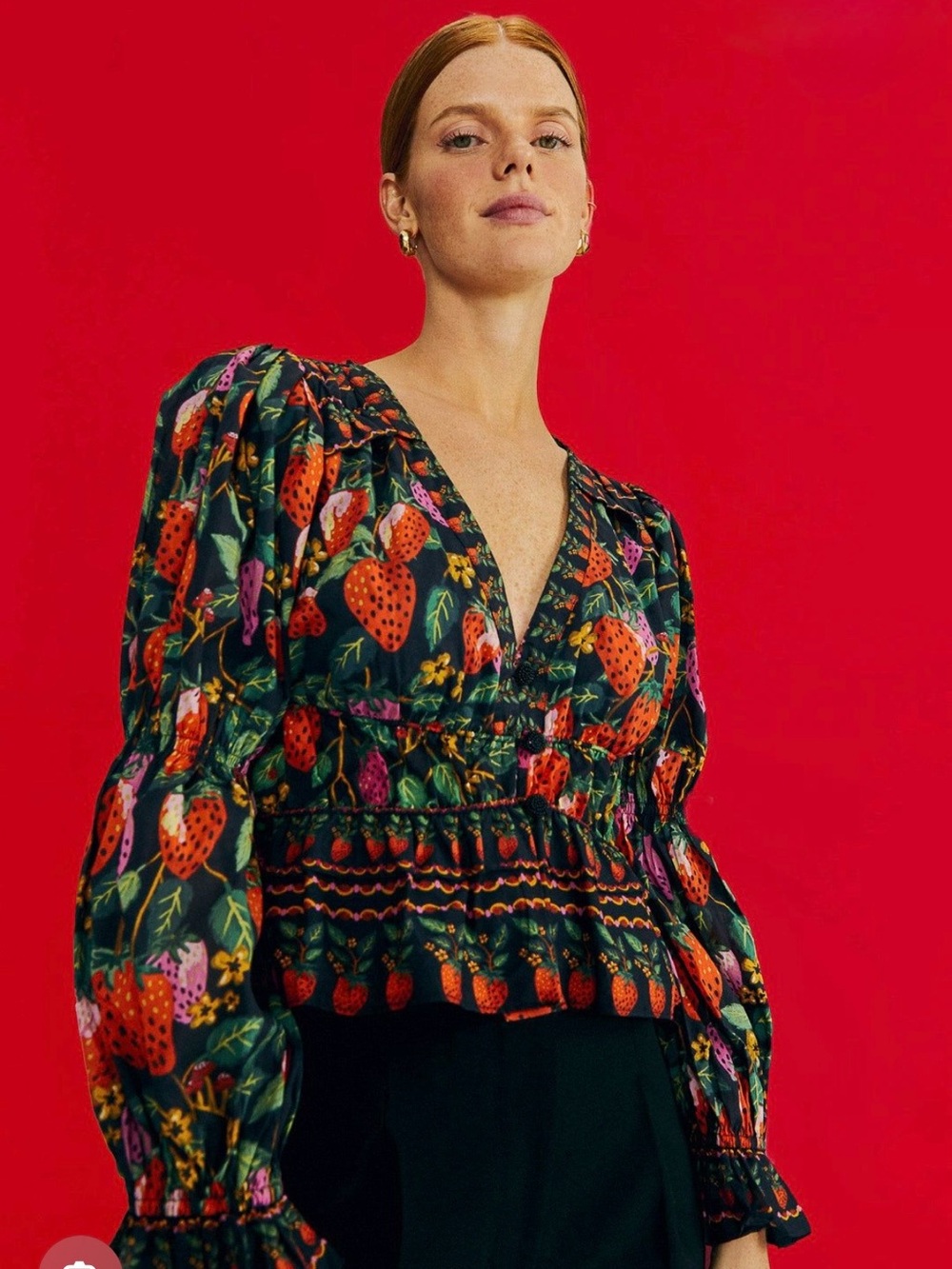 Farm Rio Lady Strawberry Blouse